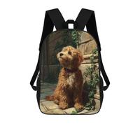 sinyumoney Mochilas Escolares Infantiles Impresas En 3D 17inch Vintage Dog Portrait Art Print Mochila De Viaje Ligera Mochila Para Libros Niños Niños Niñas Mochila Escolar