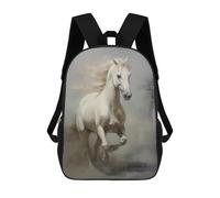 sinyumoney Mochilas Escolares Infantiles Impresas En 3D 17inch White Horse Running Mochila De Viaje Ligera Mochila Para Libros Niños Niños Niñas Mochila Escolar