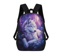 sinyumoney Mochilas Escolares Infantiles Impresas En 3D 17inch White Wolf in Forest Mochila De Viaje Ligera Mochila Para Libros Niños Niños Niñas Mochila Escolar