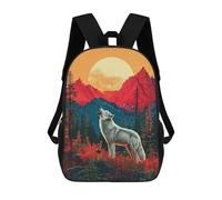 sinyumoney Mochilas Escolares Infantiles Impresas En 3D 17inch Wolf Howling at Sunset Mochila De Viaje Ligera Mochila Para Libros Niños Niños Niñas Mochila Escolar