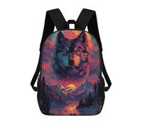 sinyumoney Mochilas Escolares Infantiles Impresas En 3D 17inch Wolf Moon Fantasy Landscape Mochila De Viaje Ligera Mochila Para Libros Niños Niños Niñas Mochila Escolar