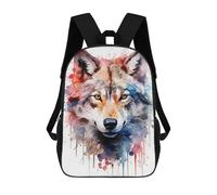 sinyumoney Mochilas Escolares Infantiles Impresas En 3D 17inch Wolf Watercolor Mochila De Viaje Ligera Mochila Para Libros Niños Niños Niñas Mochila Escolar