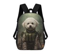 sinyumoney Mochilas Escolares Infantiles Impresas En 3D Bichon Frise Soldier Mochila De Viaje Ligera Mochila Para Libros Niños Niñas Mochila Escolar 17inch
