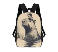 sinyumoney Mochilas Escolares Infantiles Impresas En 3D Capybara with Hat And Friend Mochila De Viaje Ligera Mochila Para Libros Niños Niñas Mochila Escolar 17inch