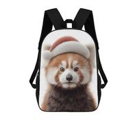 sinyumoney Mochilas Escolares Infantiles Impresas En 3D Christmas Red Panda with Santa Hat Mochila De Viaje Ligera Mochila Para Libros Niños Niñas Mochila Escolar 17inch