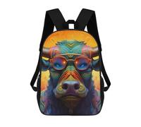 sinyumoney Mochilas Escolares Infantiles Impresas En 3D Colorful Bull Portrait-13 Mochila De Viaje Ligera Mochila Para Libros Niños Niñas Mochila Escolar 17inch