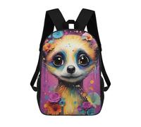 sinyumoney Mochilas Escolares Infantiles Impresas En 3D Colorful Meerkat with Flowers Mochila De Viaje Ligera Mochila Para Libros Niños Niñas Mochila Escolar 17inch