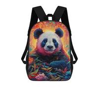 sinyumoney Mochilas Escolares Infantiles Impresas En 3D Colorful Panda in Fantasy Forest Mochila De Viaje Ligera Mochila Para Libros Niños Niñas Mochila Escolar 17inch