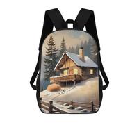 sinyumoney Mochilas Escolares Infantiles Impresas En 3D Cozy Cabin in The Snow Mochila De Viaje Ligera Mochila Para Libros Niños Niñas Mochila Escolar 17inch