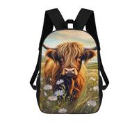 sinyumoney Mochilas Escolares Infantiles Impresas En 3D Cute Highland Cow in Field Mochila De Viaje Ligera Mochila Para Libros Niños Niñas Mochila Escolar 17inch