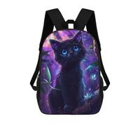 sinyumoney Mochilas Escolares Infantiles Impresas En 3D Cute Purple Cat Mochila De Viaje Ligera Mochila Para Libros Niños Niñas Mochila Escolar 17inch
