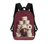 sinyumoney Mochilas Escolares Infantiles Impresas En 3D Dachshund in Toilet Paper Fort Dachshund Toilet Mochila De Viaje Ligera Mochila Para Libros Niños Niñas Mochila Escolar 17inch