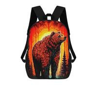 sinyumoney Mochilas Escolares Infantiles Impresas En 3D Forest Bear Sunset Artwork Mochila De Viaje Ligera Mochila Para Libros Niños Niñas Mochila Escolar 17inch