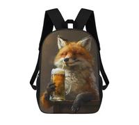 sinyumoney Mochilas Escolares Infantiles Impresas En 3D Fox Drinking Beer Mochila De Viaje Ligera Mochila Para Libros Niños Niñas Mochila Escolar 17inch