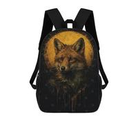 sinyumoney Mochilas Escolares Infantiles Impresas En 3D Fox Portrait with Golden Halo Mochila De Viaje Ligera Mochila Para Libros Niños Niñas Mochila Escolar 17inch