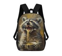 sinyumoney Mochilas Escolares Infantiles Impresas En 3D Funny Raccoon Eating Food Mochila De Viaje Ligera Mochila Para Libros Niños Niñas Mochila Escolar 17inch