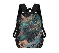 sinyumoney Mochilas Escolares Infantiles Impresas En 3D Galactic Wolf Portrait -4 Mochila De Viaje Ligera Mochila Para Libros Niños Niñas Mochila Escolar 17inch