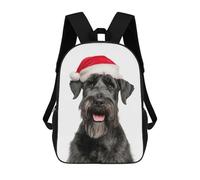 sinyumoney Mochilas Escolares Infantiles Impresas En 3D Giant Schnauzer Dog with Santa Hat Mochila De Viaje Ligera Mochila Para Libros Niños Niñas Mochila Escolar 17inch