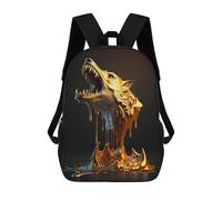 sinyumoney Mochilas Escolares Infantiles Impresas En 3D Golden Wolf Statue Mochila De Viaje Ligera Mochila Para Libros Niños Niñas Mochila Escolar 17inch