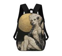 sinyumoney Mochilas Escolares Infantiles Impresas En 3D Gothic Kintsugi Fairy Under A Golden Moon Mochila De Viaje Ligera Mochila Para Libros Niños Niñas Mochila Escolar 17inch