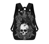 sinyumoney Mochilas Escolares Infantiles Impresas En 3D Gothic Raven on Skull Mochila De Viaje Ligera Mochila Para Libros Niños Niñas Mochila Escolar 17inch