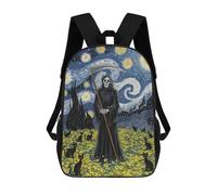 sinyumoney Mochilas Escolares Infantiles Impresas En 3D Grim Cats on Starry Night Mochila De Viaje Ligera Mochila Para Libros Niños Niñas Mochila Escolar 17inch