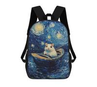 sinyumoney Mochilas Escolares Infantiles Impresas En 3D Hamster in Starry Night Mochila De Viaje Ligera Mochila Para Libros Niños Niñas Mochila Escolar 17inch