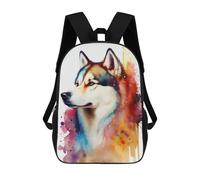 sinyumoney Mochilas Escolares Infantiles Impresas En 3D Husky Dog Colorful Mochila De Viaje Ligera Mochila Para Libros Niños Niñas Mochila Escolar 17inch