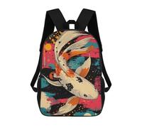 sinyumoney Mochilas Escolares Infantiles Impresas En 3D Koi Fish Abstract Art White Koi Fish Mochila De Viaje Ligera Mochila Para Libros Niños Niñas Mochila Escolar 17inch