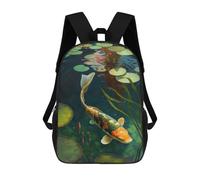 sinyumoney Mochilas Escolares Infantiles Impresas En 3D Koi Fish Swimming in Pond Mochila De Viaje Ligera Mochila Para Libros Niños Niñas Mochila Escolar 17inch