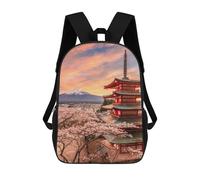 sinyumoney Mochilas Escolares Infantiles Impresas En 3D Mt Fuji And Pagoda Mochila De Viaje Ligera Mochila Para Libros Niños Niñas Mochila Escolar 17inch