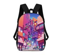 sinyumoney Mochilas Escolares Infantiles Impresas En 3D Neon Cityscape Vibrant Urban Landscape -3 Mochila De Viaje Ligera Mochila Para Libros Niños Niñas Mochila Escolar 17inch