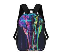 sinyumoney Mochilas Escolares Infantiles Impresas En 3D Neon Glitch Elephant Mochila De Viaje Ligera Mochila Para Libros Niños Niñas Mochila Escolar 17inch