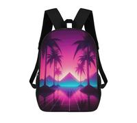 sinyumoney Mochilas Escolares Infantiles Impresas En 3D Palm Tree Retrowave Mochila De Viaje Ligera Mochila Para Libros Niños Niñas Mochila Escolar 17inch