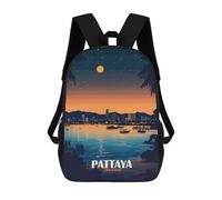 sinyumoney Mochilas Escolares Infantiles Impresas En 3D Pattaya Thailand Cityscape at Night Mochila De Viaje Ligera Mochila Para Libros Niños Niñas Mochila Escolar 17inch