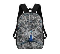 sinyumoney Mochilas Escolares Infantiles Impresas En 3D Peacock Painting with Blue Accents Mochila De Viaje Ligera Mochila Para Libros Niños Niñas Mochila Escolar 17inch