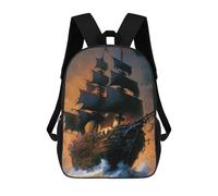sinyumoney Mochilas Escolares Infantiles Impresas En 3D Pirate Ship Mochila De Viaje Ligera Mochila Para Libros Niños Niñas Mochila Escolar 17inch
