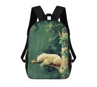 sinyumoney Mochilas Escolares Infantiles Impresas En 3D Polar Bear in The Forest Mochila De Viaje Ligera Mochila Para Libros Niños Niñas Mochila Escolar 17inch