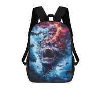 sinyumoney Mochilas Escolares Infantiles Impresas En 3D Screaming Skull with Bats Mochila De Viaje Ligera Mochila Para Libros Niños Niñas Mochila Escolar 17inch