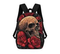 sinyumoney Mochilas Escolares Infantiles Impresas En 3D Skull And Roses Illustration Mochila De Viaje Ligera Mochila Para Libros Niños Niñas Mochila Escolar 17inch