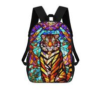 sinyumoney Mochilas Escolares Infantiles Impresas En 3D Stained Glass Tiger Artwork Mochila De Viaje Ligera Mochila Para Libros Niños Niñas Mochila Escolar 17inch