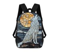 sinyumoney Mochilas Escolares Infantiles Impresas En 3D Stained Glass Wolf Howling Mochila De Viaje Ligera Mochila Para Libros Niños Niñas Mochila Escolar 17inch
