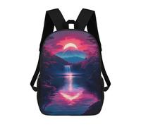 sinyumoney Mochilas Escolares Infantiles Impresas En 3D Sunset Mountain Waterfall Mount Fuji Japanese Mochila De Viaje Ligera Mochila Para Libros Niños Niñas Mochila Escolar 17inch