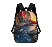 sinyumoney Mochilas Escolares Infantiles Impresas En 3D Sunset Over Coastal Town Mochila De Viaje Ligera Mochila Para Libros Niños Niñas Mochila Escolar 17inch