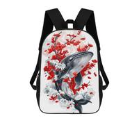 sinyumoney Mochilas Escolares Infantiles Impresas En 3D Whale And Cherry Blossoms Mochila De Viaje Ligera Mochila Para Libros Niños Niñas Mochila Escolar 17inch