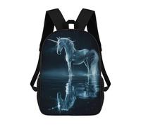 sinyumoney mochilas escolares para niños hermosa magical león bolsa de escuela impresa en 3D para niños, estudiantes de primaria y universidad, Unicornio mágico en oscura, 17"