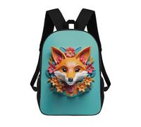 sinyumoney Mochilas Escolares Para Niños Impresas En 3D 3D Fox Floral Art Mochila De Moda Mochila Informal De Viaje Para Niños Mochila De Gran Capacidad Para Niños Y Niñas 17inch