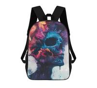 sinyumoney Mochilas Escolares Para Niños Impresas En 3D Abstract Skull with Colorful Swirls Mochila De Moda Mochila Informal De Viaje Para Niños Mochila De Gran Capacidad Para Niños Y Niñas 17inch