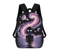 sinyumoney Mochilas Escolares Para Niños Impresas En 3D Alien in Water with Space Background Mochila De Moda Mochila Informal De Viaje Para Niños Mochila De Gran Capacidad Para Niños Y Niñas 17inch