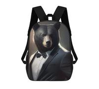 sinyumoney Mochilas Escolares Para Niños Impresas En 3D Bear Suit Animal Mochila De Moda Mochila Informal De Viaje Para Niños Mochila De Gran Capacidad Para Niños Y Niñas 17inch